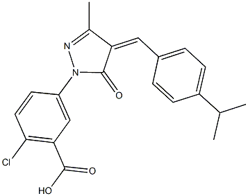 2-chloro-5-[4-(4-isopropylbenzylidene)-3-methyl-5-oxo-4,5-dihydro-1H-pyrazol-1-yl]benzoic acid 结构式