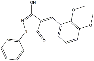 4-(2,3-dimethoxybenzylidene)-5-hydroxy-2-phenyl-2,4-dihydro-3H-pyrazol-3-one 结构式