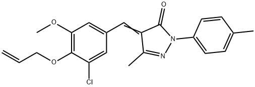 4-[4-(allyloxy)-3-chloro-5-methoxybenzylidene]-5-methyl-2-(4-methylphenyl)-2,4-dihydro-3H-pyrazol-3-one 结构式