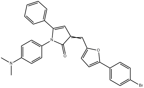 3-{[5-(4-bromophenyl)-2-furyl]methylene}-1-[4-(dimethylamino)phenyl]-5-phenyl-1,3-dihydro-2H-pyrrol-2-one 结构式