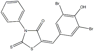 5-(3,5-dibromo-4-hydroxybenzylidene)-3-phenyl-2-thioxo-1,3-thiazolidin-4-one 结构式