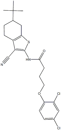 N-(6-tert-butyl-3-cyano-4,5,6,7-tetrahydro-1-benzothien-2-yl)-4-(2,4-dichlorophenoxy)butanamide 结构式