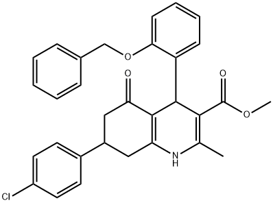 methyl 4-[2-(benzyloxy)phenyl]-7-(4-chlorophenyl)-2-methyl-5-oxo-1,4,5,6,7,8-hexahydro-3-quinolinecarboxylate 结构式