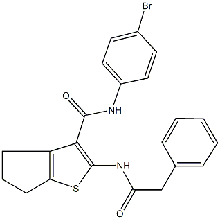 N-(4-bromophenyl)-2-[(phenylacetyl)amino]-5,6-dihydro-4H-cyclopenta[b]thiophene-3-carboxamide 结构式