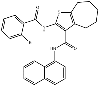 2-[(2-bromobenzoyl)amino]-N-(1-naphthyl)-5,6,7,8-tetrahydro-4H-cyclohepta[b]thiophene-3-carboxamide 结构式
