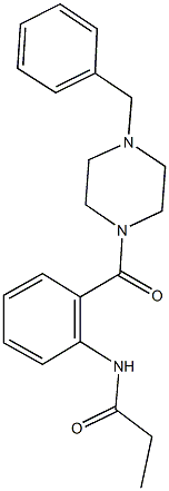 N-{2-[(4-benzyl-1-piperazinyl)carbonyl]phenyl}propanamide 结构式