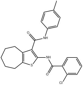 2-[(2-chlorobenzoyl)amino]-N-(4-methylphenyl)-5,6,7,8-tetrahydro-4H-cyclohepta[b]thiophene-3-carboxamide 结构式