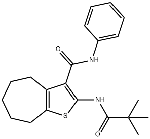 2-[(2,2-dimethylpropanoyl)amino]-N-phenyl-5,6,7,8-tetrahydro-4H-cyclohepta[b]thiophene-3-carboxamide 结构式