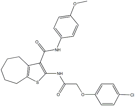 2-{[(4-chlorophenoxy)acetyl]amino}-N-(4-methoxyphenyl)-5,6,7,8-tetrahydro-4H-cyclohepta[b]thiophene-3-carboxamide 结构式