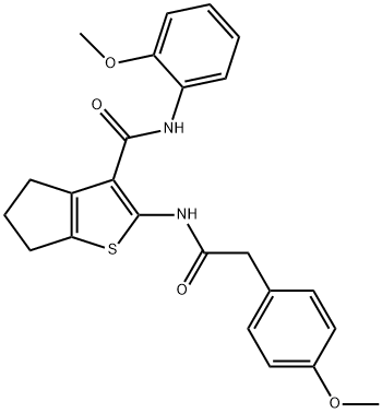 N-(2-methoxyphenyl)-2-{[(4-methoxyphenyl)acetyl]amino}-5,6-dihydro-4H-cyclopenta[b]thiophene-3-carboxamide 结构式