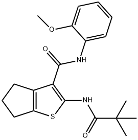 2-[(2,2-dimethylpropanoyl)amino]-N-(2-methoxyphenyl)-5,6-dihydro-4H-cyclopenta[b]thiophene-3-carboxamide 结构式