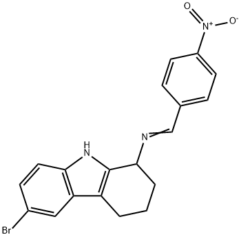 6-bromo-1-({4-nitrobenzylidene}amino)-2,3,4,9-tetrahydro-1H-carbazole 结构式