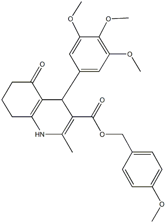 4-methoxybenzyl 2-methyl-5-oxo-4-(3,4,5-trimethoxyphenyl)-1,4,5,6,7,8-hexahydro-3-quinolinecarboxylate 结构式