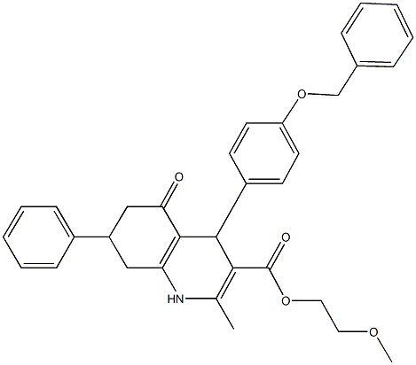 2-methoxyethyl 4-[4-(benzyloxy)phenyl]-2-methyl-5-oxo-7-phenyl-1,4,5,6,7,8-hexahydro-3-quinolinecarboxylate 结构式