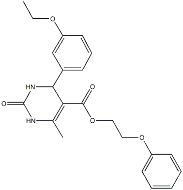 2-phenoxyethyl 4-(3-ethoxyphenyl)-6-methyl-2-oxo-1,2,3,4-tetrahydro-5-pyrimidinecarboxylate 结构式