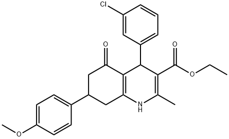 ethyl 4-(3-chlorophenyl)-7-(4-methoxyphenyl)-2-methyl-5-oxo-1,4,5,6,7,8-hexahydro-3-quinolinecarboxylate 结构式