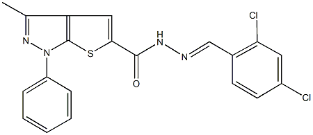 N'-(2,4-dichlorobenzylidene)-3-methyl-1-phenyl-1H-thieno[2,3-c]pyrazole-5-carbohydrazide 结构式