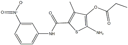 2-amino-5-({3-nitroanilino}carbonyl)-4-methyl-3-thienyl propionate 结构式