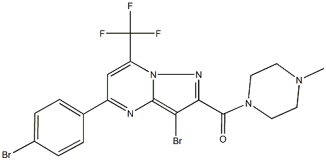 3-bromo-5-(4-bromophenyl)-2-[(4-methyl-1-piperazinyl)carbonyl]-7-(trifluoromethyl)pyrazolo[1,5-a]pyrimidine 结构式
