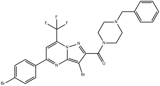 2-[(4-benzyl-1-piperazinyl)carbonyl]-3-bromo-5-(4-bromophenyl)-7-(trifluoromethyl)pyrazolo[1,5-a]pyrimidine 结构式