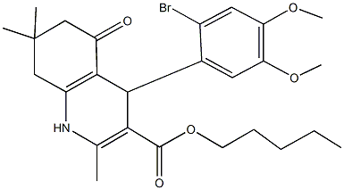 pentyl 4-(2-bromo-4,5-dimethoxyphenyl)-2,7,7-trimethyl-5-oxo-1,4,5,6,7,8-hexahydro-3-quinolinecarboxylate 结构式