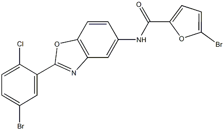 5-bromo-N-[2-(5-bromo-2-chlorophenyl)-1,3-benzoxazol-5-yl]-2-furamide 结构式
