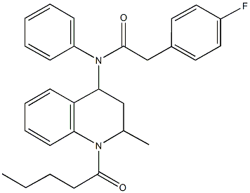 2-(4-fluorophenyl)-N-(2-methyl-1-pentanoyl-1,2,3,4-tetrahydroquinolin-4-yl)-N-phenylacetamide 结构式