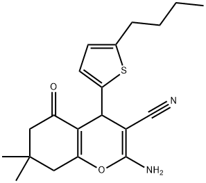 2-amino-4-(5-butyl-2-thienyl)-7,7-dimethyl-5-oxo-5,6,7,8-tetrahydro-4H-chromene-3-carbonitrile 结构式