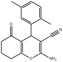 2-amino-4-(2,5-dimethylphenyl)-5-oxo-5,6,7,8-tetrahydro-4H-chromene-3-carbonitrile 结构式