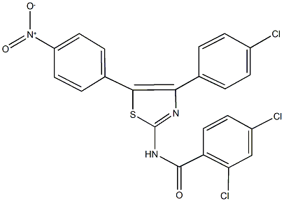 2,4-dichloro-N-(4-(4-chlorophenyl)-5-{4-nitrophenyl}-1,3-thiazol-2-yl)benzamide 结构式