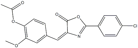 4-[(2-(4-chlorophenyl)-5-oxo-1,3-oxazol-4(5H)-ylidene)methyl]-2-methoxyphenyl acetate 结构式