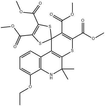 tetramethyl 7-ethoxy-5,5-dimethyl-5,6-dihydrospiro(1H-thiopyrano[2,3-c]quinoline-1,2'-[1,3]-dithiole)-2,3,4',5'-tetracarboxylate 结构式