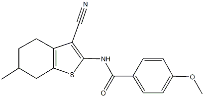 N-(3-cyano-6-methyl-4,5,6,7-tetrahydro-1-benzothien-2-yl)-4-methoxybenzamide 结构式