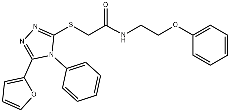 2-{[5-(2-furyl)-4-phenyl-4H-1,2,4-triazol-3-yl]sulfanyl}-N-(2-phenoxyethyl)acetamide 结构式