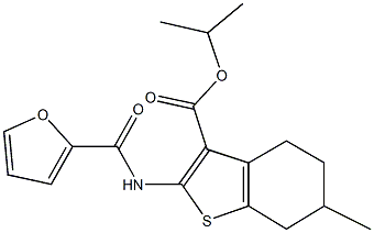 isopropyl 2-(2-furoylamino)-6-methyl-4,5,6,7-tetrahydro-1-benzothiophene-3-carboxylate 结构式