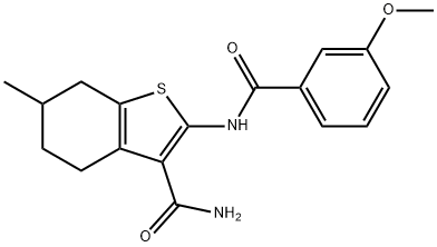 2-[(3-methoxybenzoyl)amino]-6-methyl-4,5,6,7-tetrahydro-1-benzothiophene-3-carboxamide 结构式