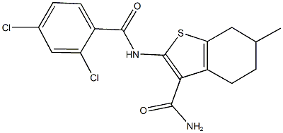 2-[(2,4-dichlorobenzoyl)amino]-6-methyl-4,5,6,7-tetrahydro-1-benzothiophene-3-carboxamide 结构式