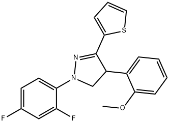 1-(2,4-difluorophenyl)-4-(2-methoxyphenyl)-3-(2-thienyl)-4,5-dihydro-1H-pyrazole 结构式