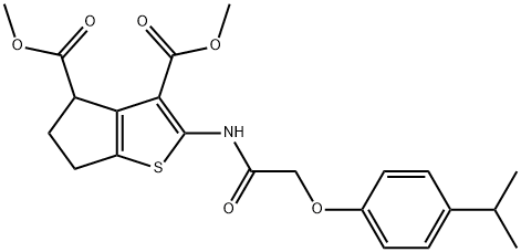 dimethyl 2-[({[4-(1-methylethyl)phenyl]oxy}acetyl)amino]-5,6-dihydro-4H-cyclopenta[b]thiophene-3,4-dicarboxylate 结构式