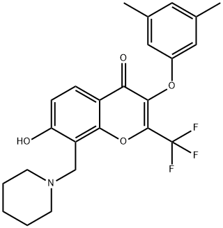 3-(3,5-dimethylphenoxy)-7-hydroxy-8-(1-piperidinylmethyl)-2-(trifluoromethyl)-4H-chromen-4-one 结构式