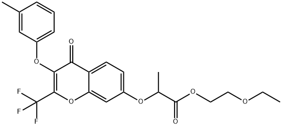 2-ethoxyethyl 2-{[3-(3-methylphenoxy)-4-oxo-2-(trifluoromethyl)-4H-chromen-7-yl]oxy}propanoate 结构式