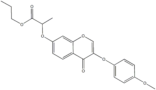 propyl 2-{[3-(4-methoxyphenoxy)-4-oxo-4H-chromen-7-yl]oxy}propanoate 结构式