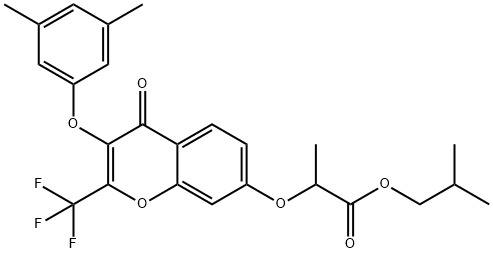 isobutyl 2-{[3-(3,5-dimethylphenoxy)-4-oxo-2-(trifluoromethyl)-4H-chromen-7-yl]oxy}propanoate 结构式