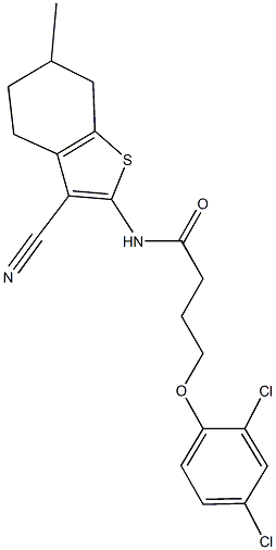 N-(3-cyano-6-methyl-4,5,6,7-tetrahydro-1-benzothien-2-yl)-4-(2,4-dichlorophenoxy)butanamide 结构式