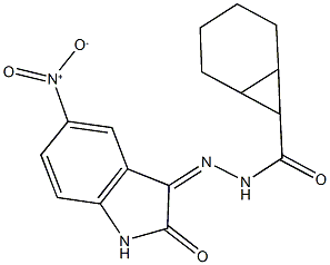 N'-{5-nitro-2-oxo-1,2-dihydro-3H-indol-3-ylidene}bicyclo[4.1.0]heptane-7-carbohydrazide 结构式