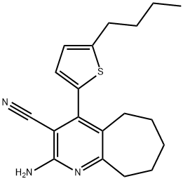 2-amino-4-(5-butyl-2-thienyl)-6,7,8,9-tetrahydro-5H-cyclohepta[b]pyridine-3-carbonitrile 结构式