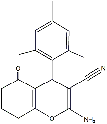 2-amino-4-mesityl-5-oxo-5,6,7,8-tetrahydro-4H-chromene-3-carbonitrile 结构式