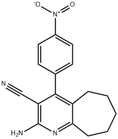 2-amino-4-{4-nitrophenyl}-6,7,8,9-tetrahydro-5H-cyclohepta[b]pyridine-3-carbonitrile 结构式