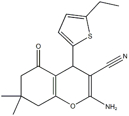 2-amino-4-(5-ethylthien-2-yl)-7,7-dimethyl-5-oxo-5,6,7,8-tetrahydro-4H-chromene-3-carbonitrile 结构式