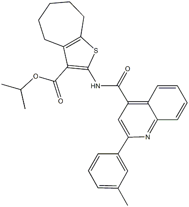 isopropyl 2-({[2-(3-methylphenyl)-4-quinolinyl]carbonyl}amino)-5,6,7,8-tetrahydro-4H-cyclohepta[b]thiophene-3-carboxylate 结构式